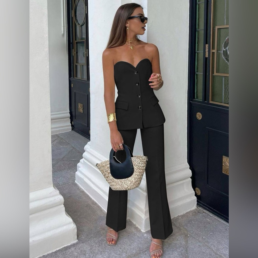 Black pantsuit with solid tube top! New never worn
